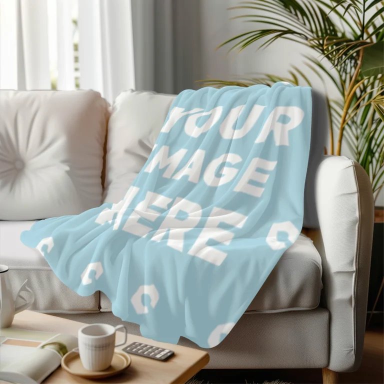 Light Blue Blanket Mockup Template