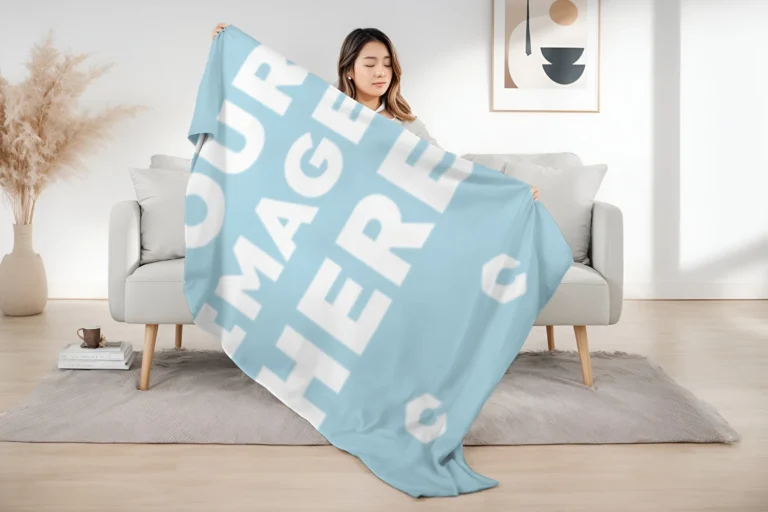Light Blue Blanket Mockup Template