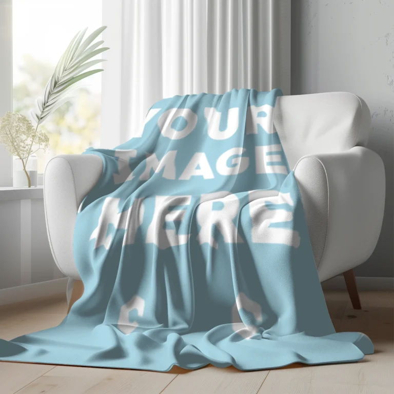 Light Blue Blanket Mockup Template