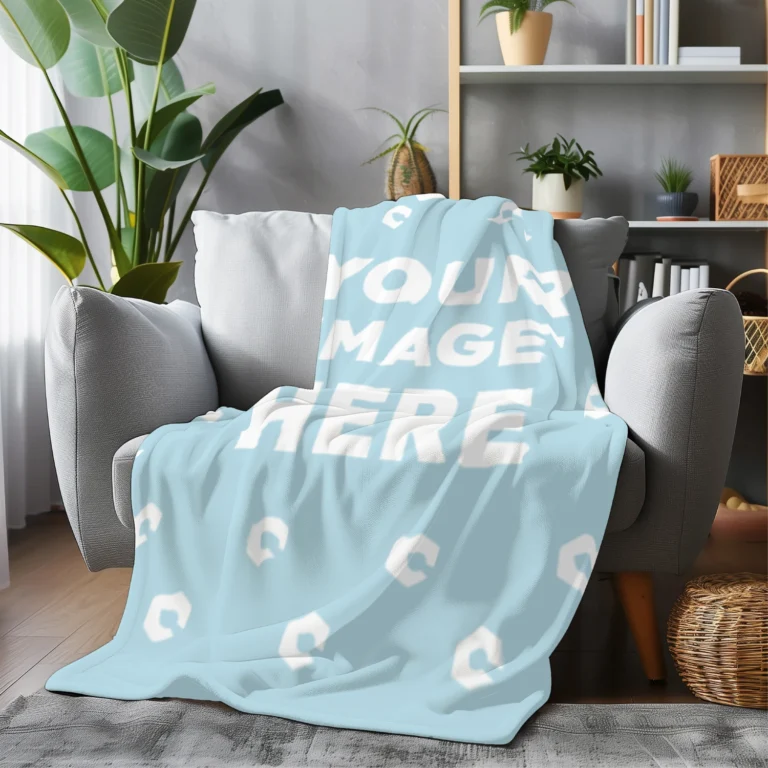 Light Blue Blanket Mockup Template