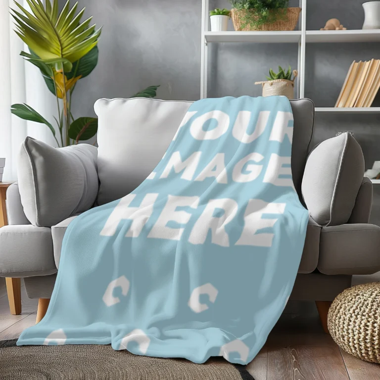 Light Blue Blanket Mockup Template