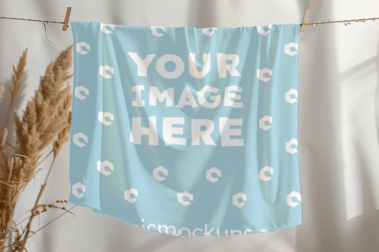 Light Blue Blanket Mockup Template