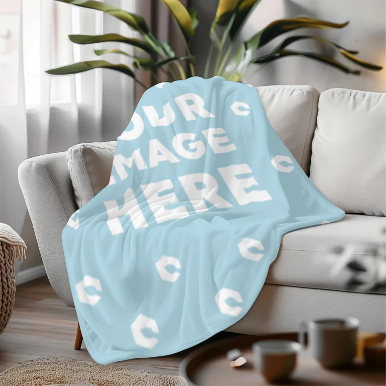 Light Blue Blanket Mockup Template