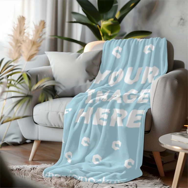 Light Blue Blanket Mockup Template