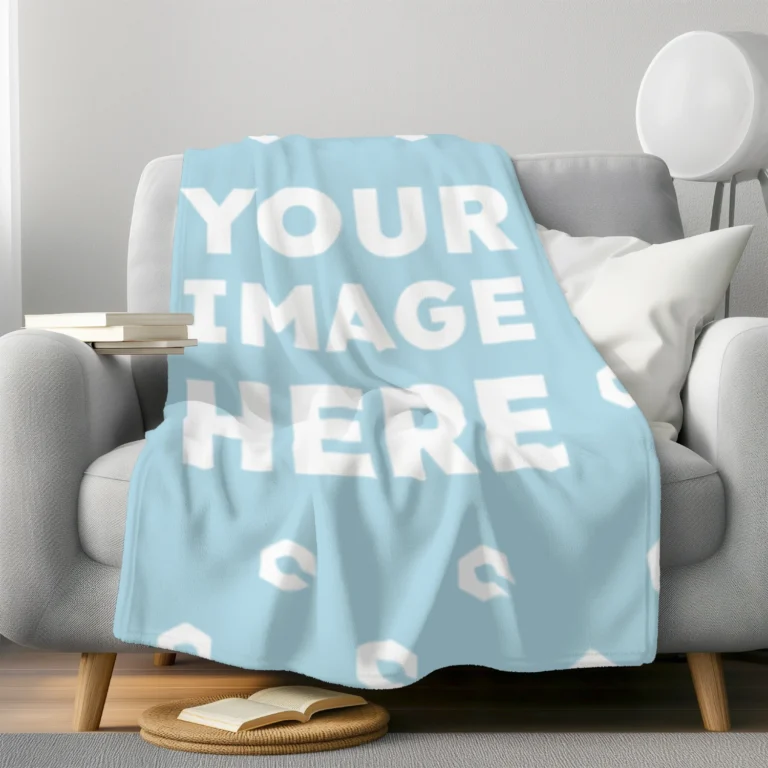 Light Blue Blanket Mockup Template