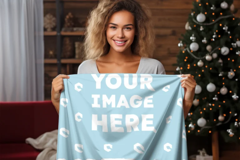 Light Blue Blanket Mockup Template