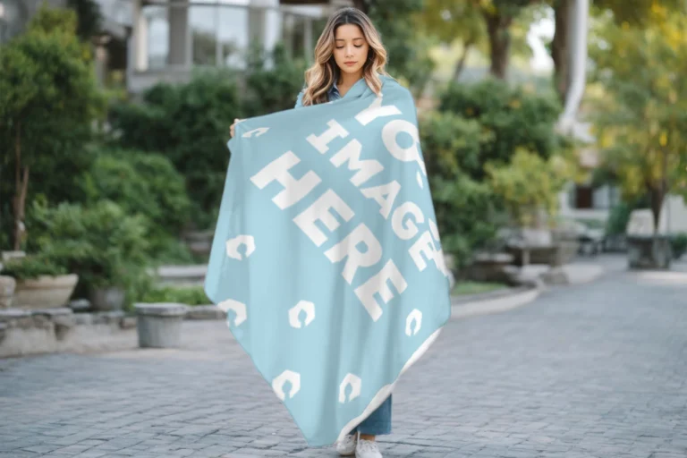 Light Blue Blanket Mockup Template