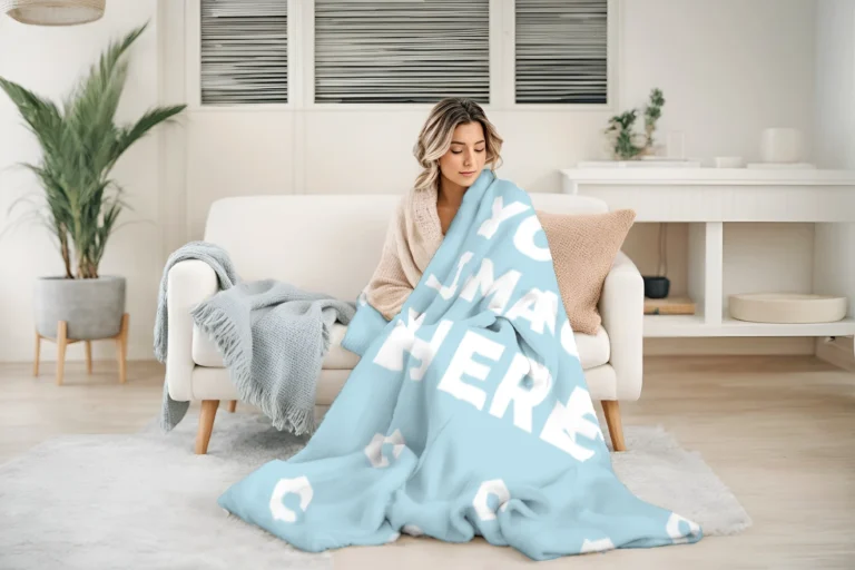 Light Blue Blanket Mockup Template