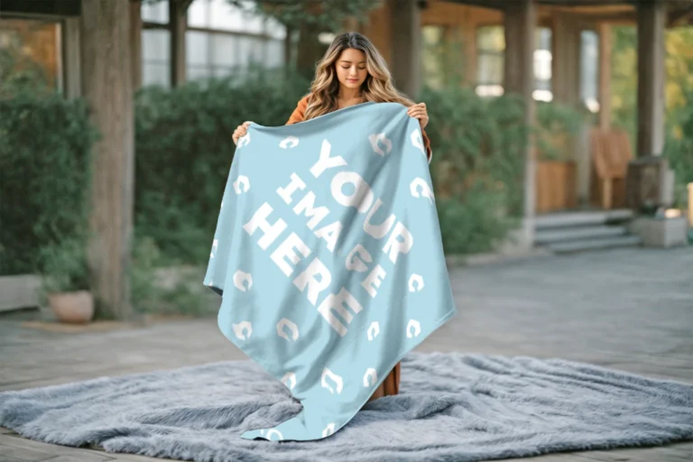Light Blue Blanket Mockup Template