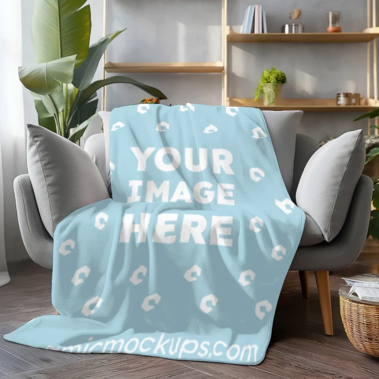 Light Blue Blanket Mockup Template