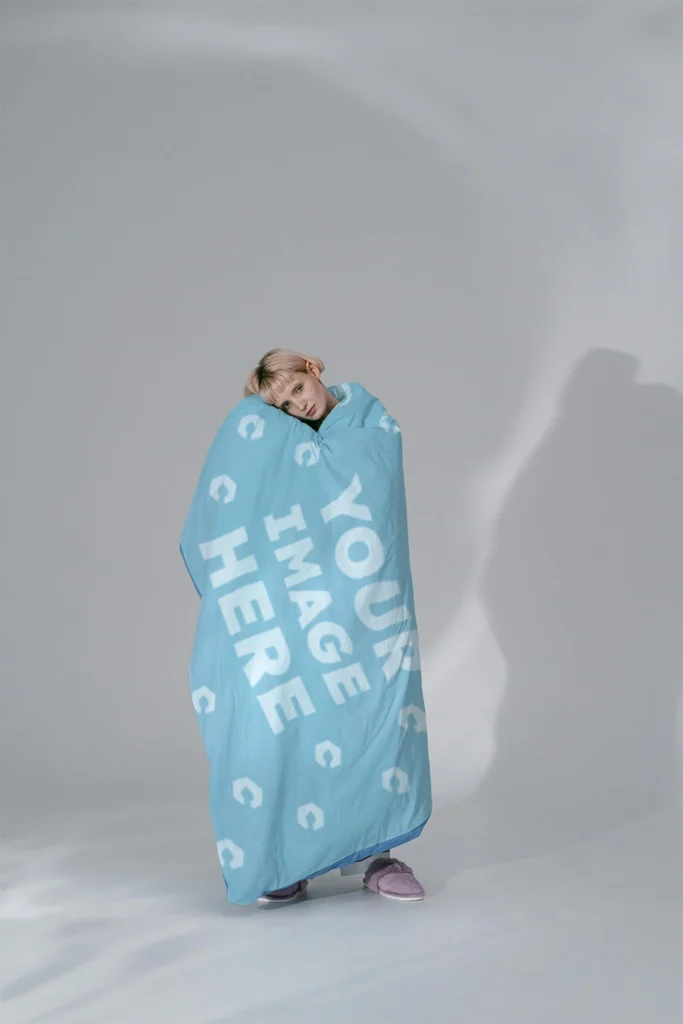 Light Blue Blanket Mockup Template