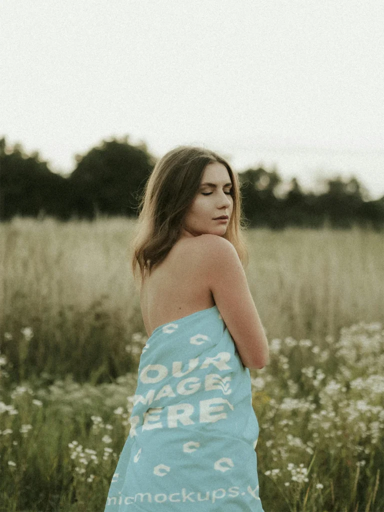 Light Blue Blanket Mockup Template