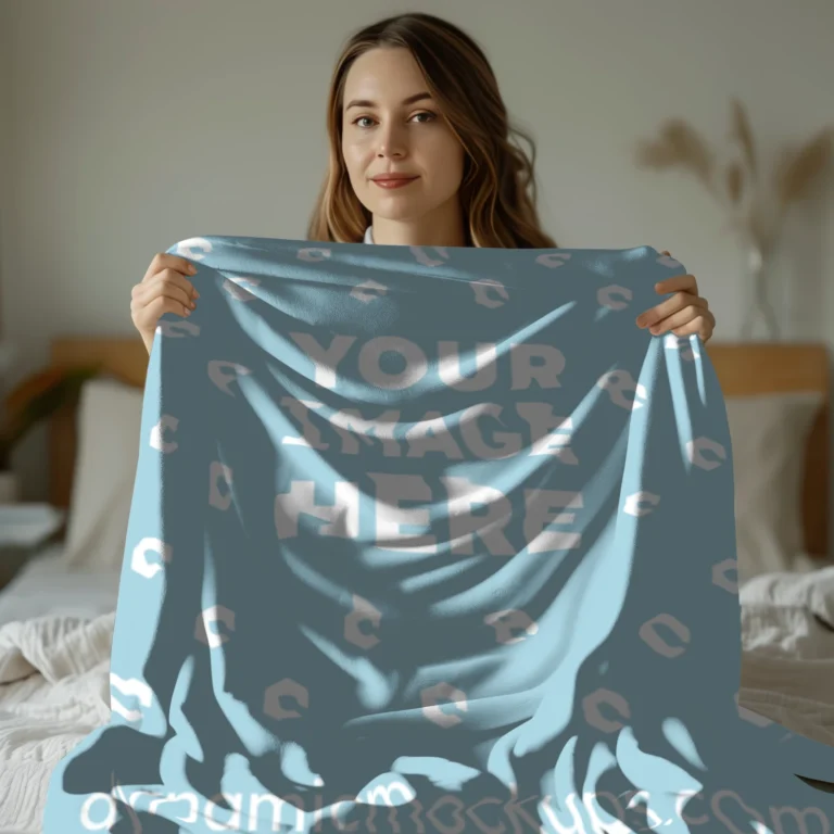 Light Blue Blanket Mockup Template