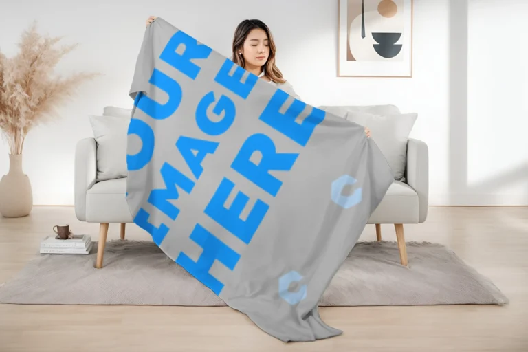 Light Gray Blanket Mockup Template