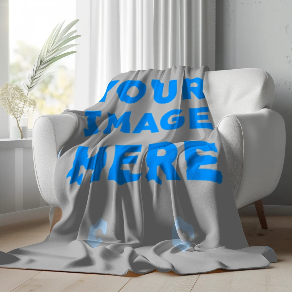 Light Gray Blanket Mockup Template