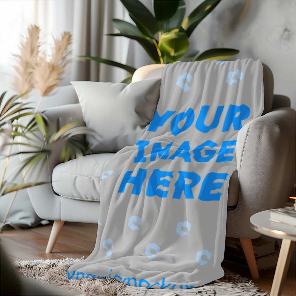 Light Gray Blanket Mockup Template