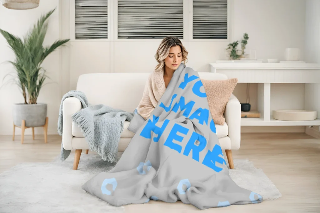 Light Gray Blanket Mockup Template