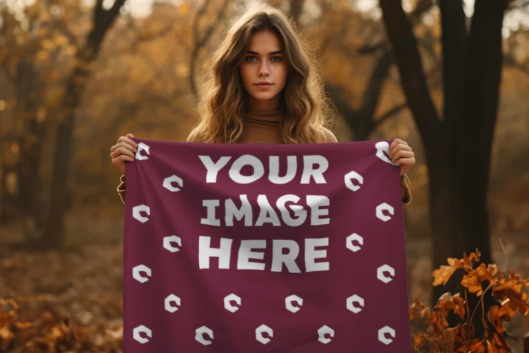 Maroon Blanket Mockup Template