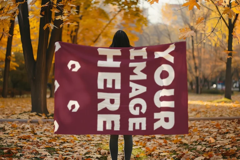 Maroon Blanket Mockup Template