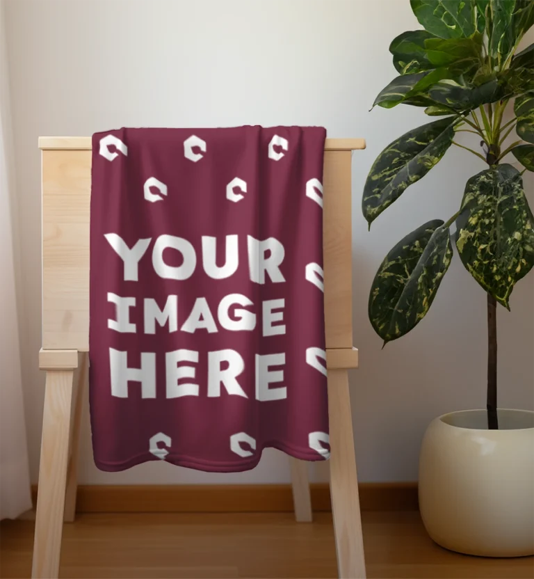 Maroon Blanket Mockup Template