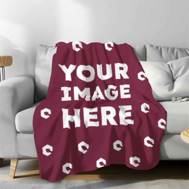 Maroon Blanket Mockup Template
