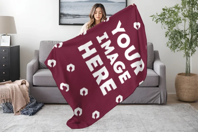 Maroon Blanket Mockup Template