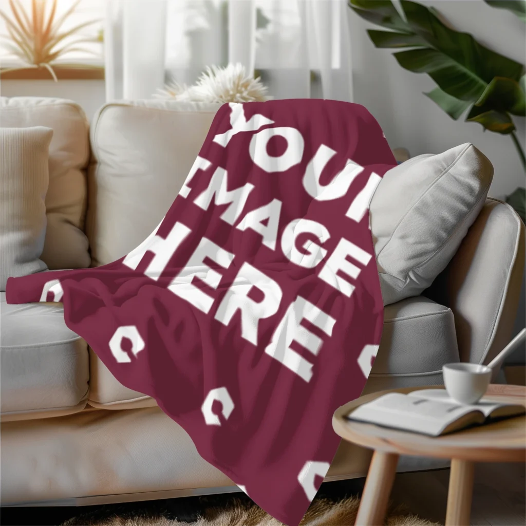 Maroon Blanket Mockup Template