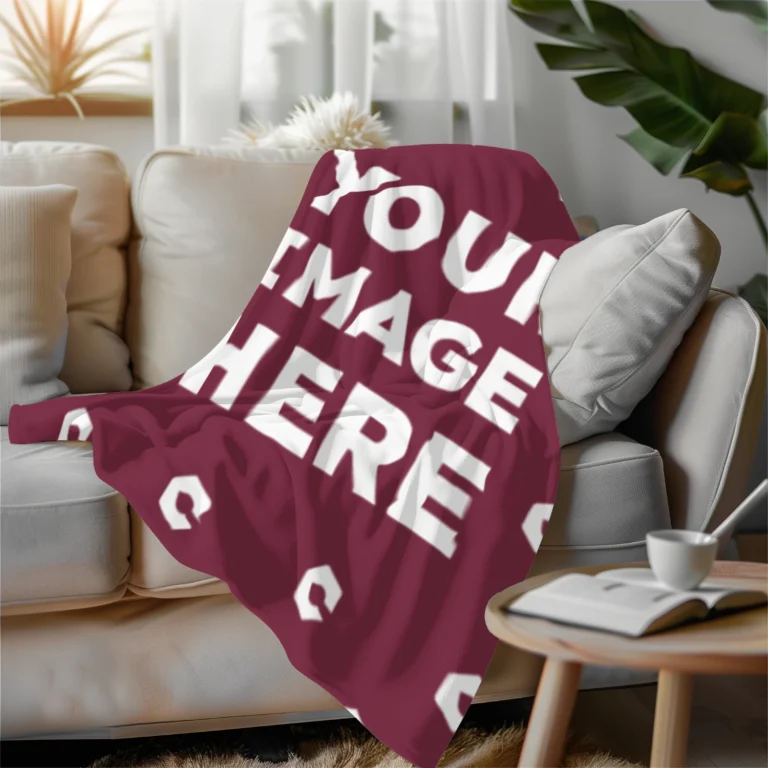 Maroon Blanket Mockup Template