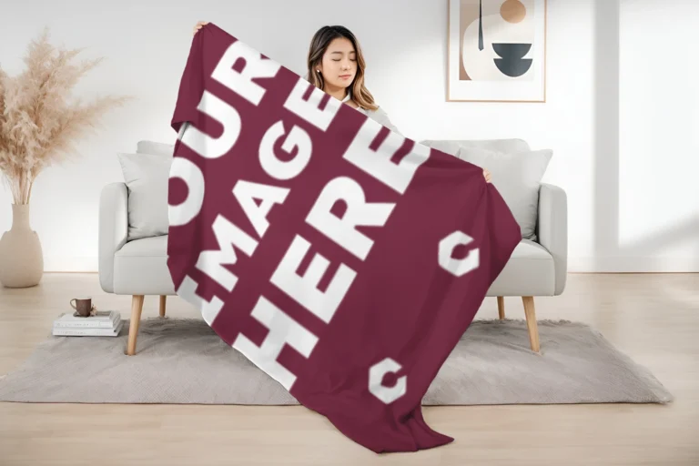 Maroon Blanket Mockup Template