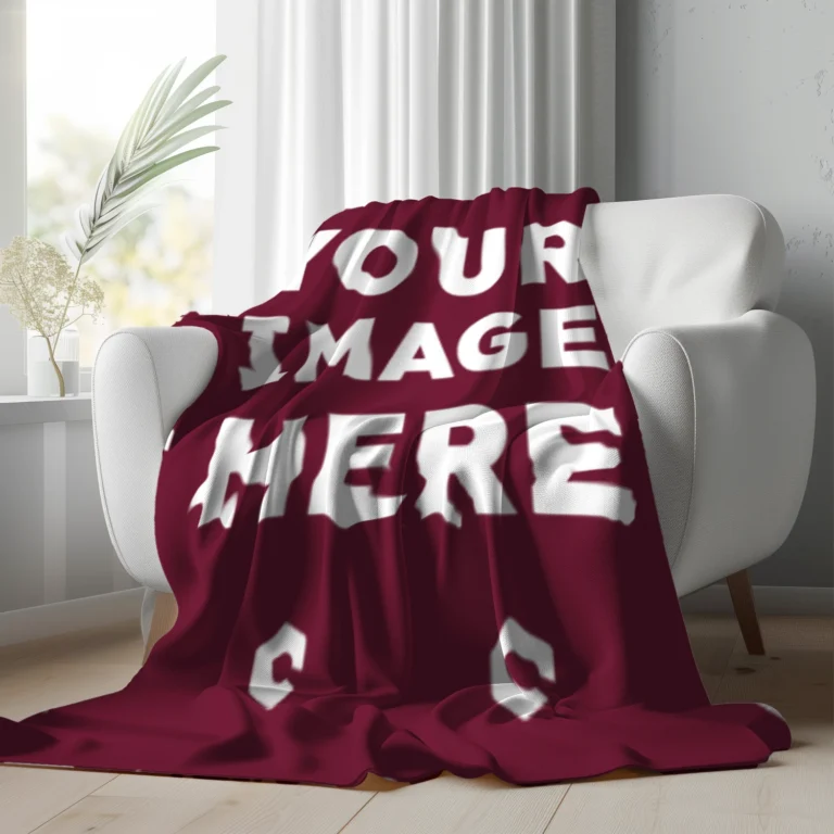 Maroon Blanket Mockup Template