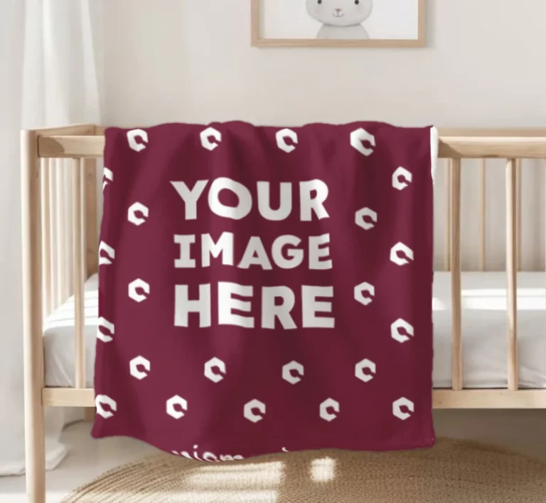 Maroon Blanket Mockup Template
