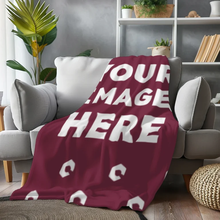 Maroon Blanket Mockup Template