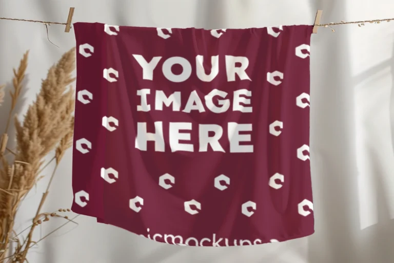 Maroon Blanket Mockup Template