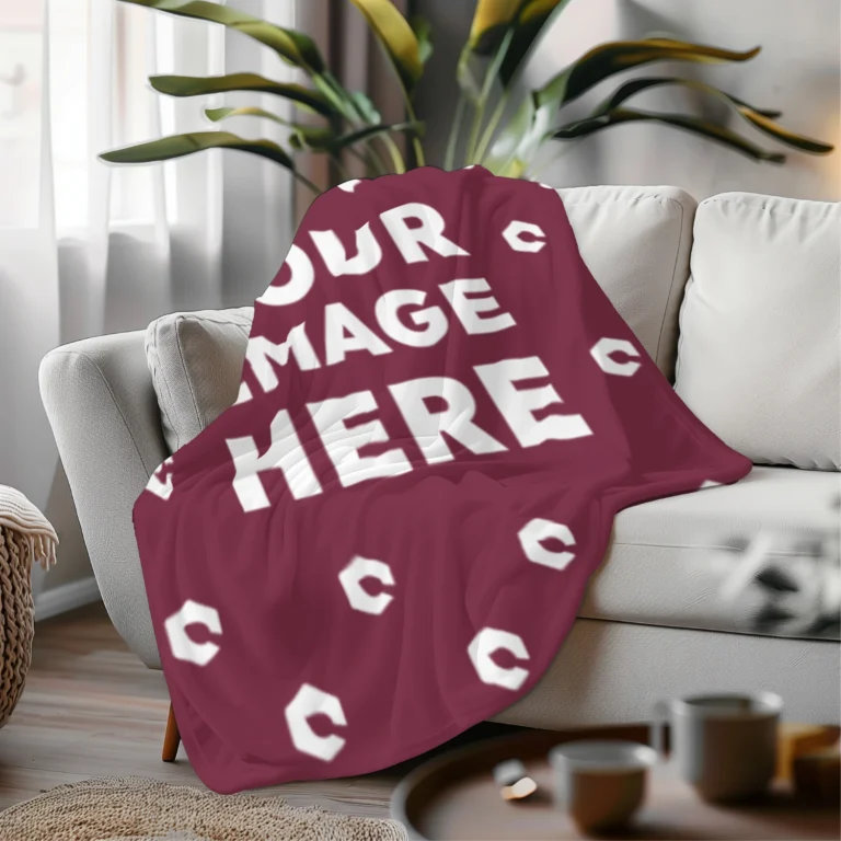 Maroon Blanket Mockup Template