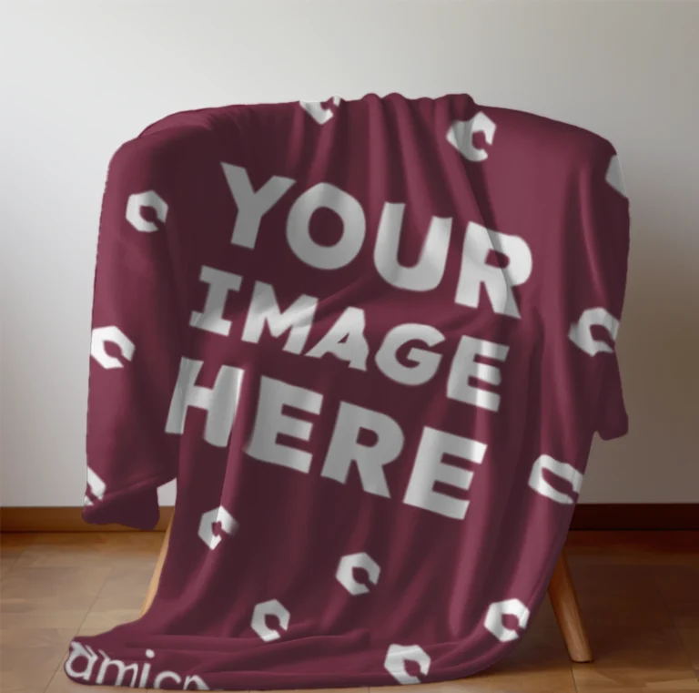 Maroon Blanket Mockup Template