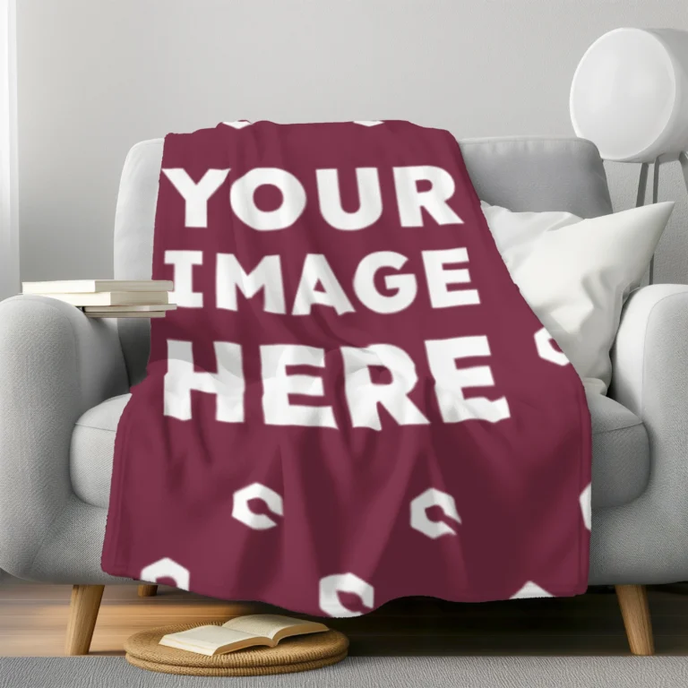 Maroon Blanket Mockup Template