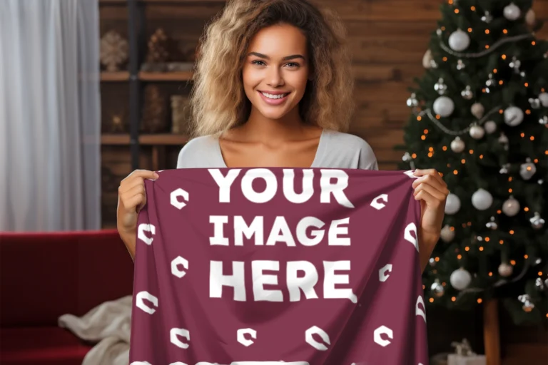 Maroon Blanket Mockup Template