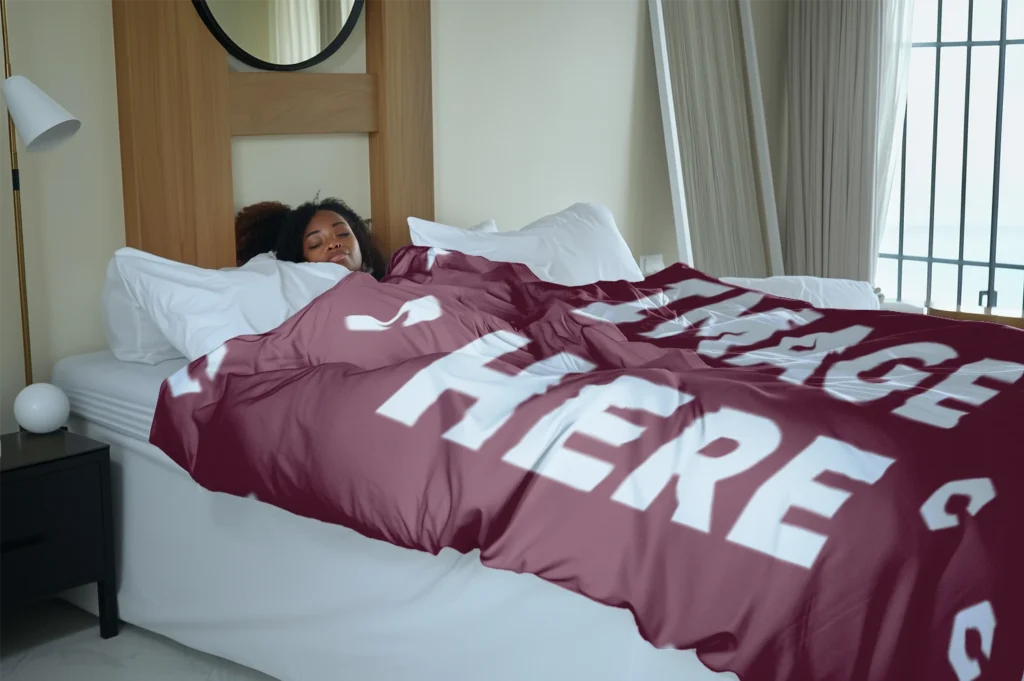 Maroon Blanket Mockup Template