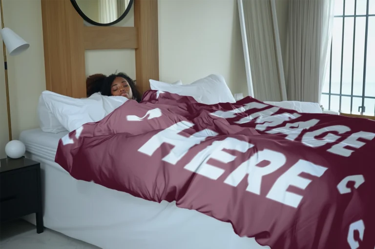 Maroon Blanket Mockup Template