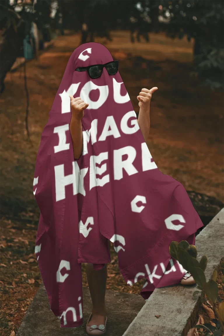 Maroon Blanket Mockup Template