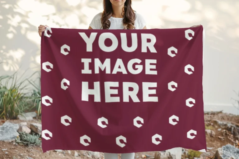 Maroon Blanket Mockup Template