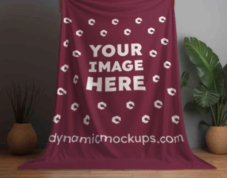 Maroon Blanket Mockup Template