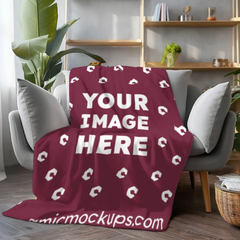 Maroon Blanket Mockup Template