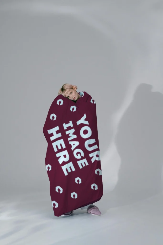 Maroon Blanket Mockup Template