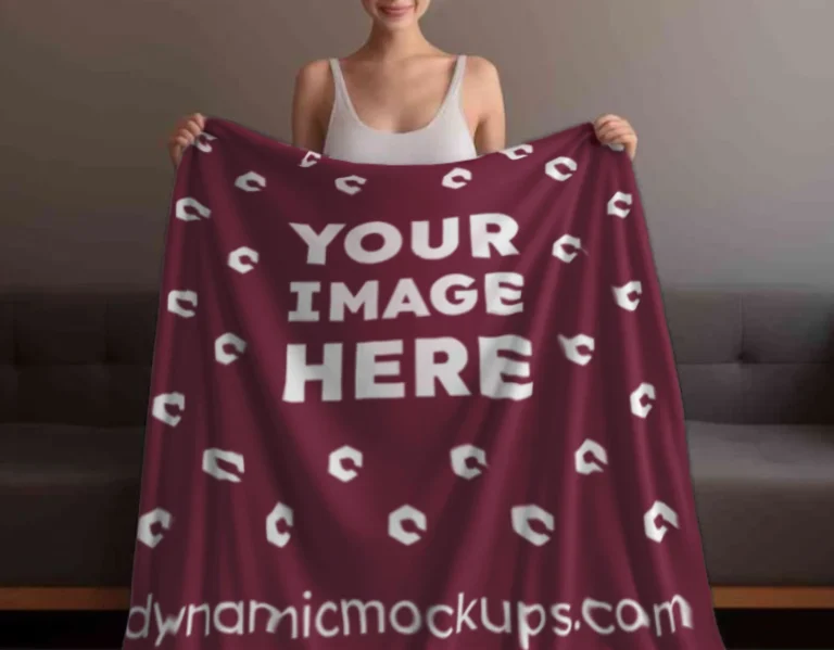 Maroon Blanket Mockup Template
