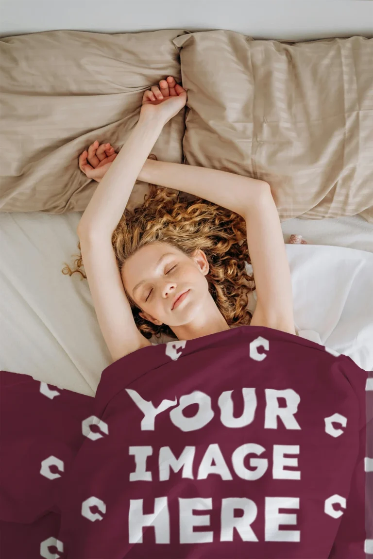 Maroon Blanket Mockup Template