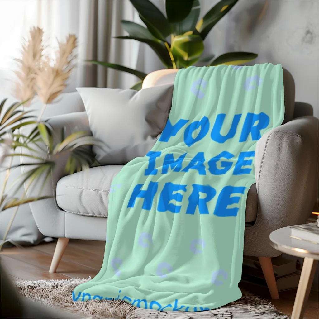 Mint Blanket Mockup Template