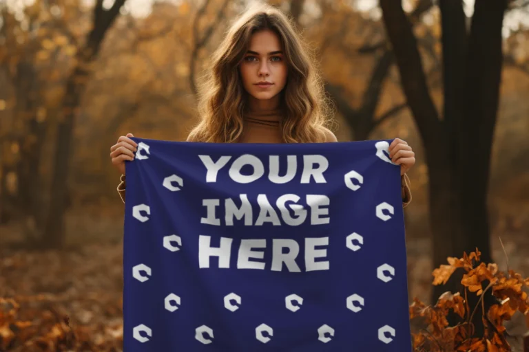 Navy Blue Blanket Mockup Template