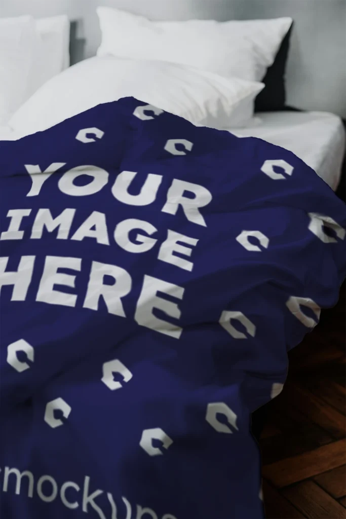 Navy Blue Blanket Mockup Template