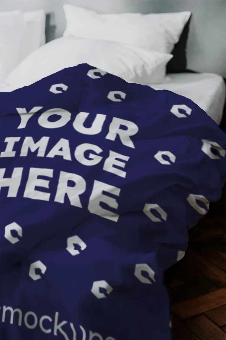 Navy Blue Blanket Mockup Template